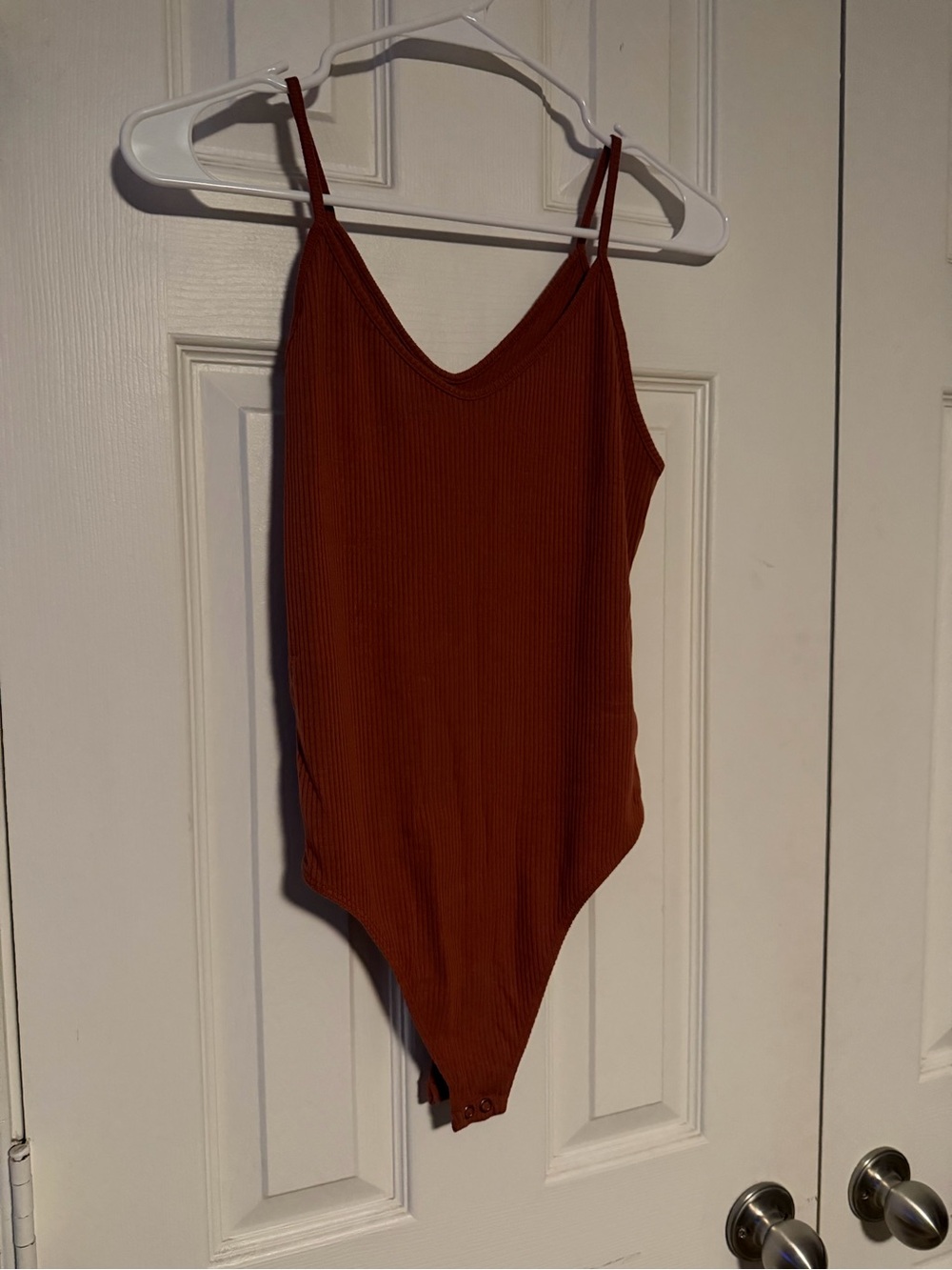 American Eagle Outfitters Rust-Orange Ribbed Girls One-Piece Bodysuit